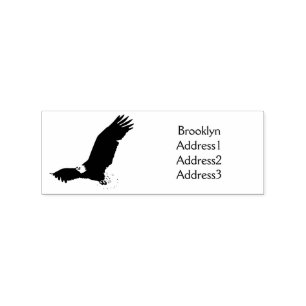 Happy flying bald eagle cartoon illustration rubber stamp
