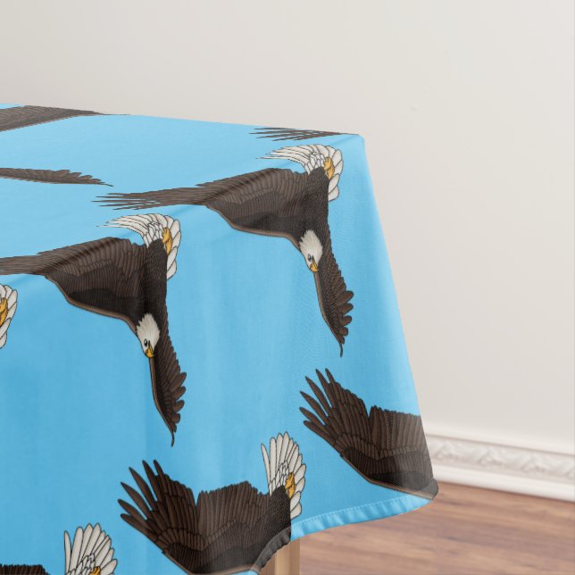 Happy flying bald eagle cartoon illustration  tablecloth (In Situ)
