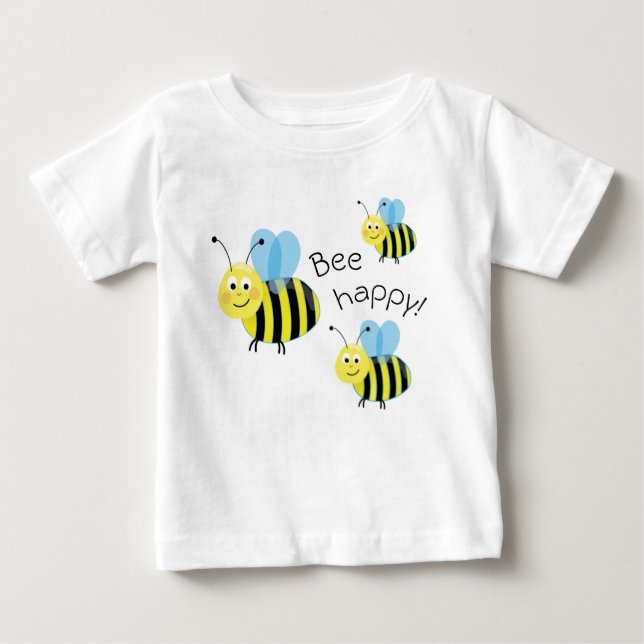Happy Flying Bees Cute Bee Happy Baby T-Shirt (Front)