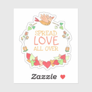 Happy Flying Bird Spread Love All Over Cute Sticke