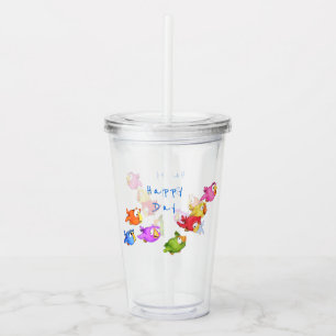 Happy Flying Birds Acrylic Tumbler - Custom Text