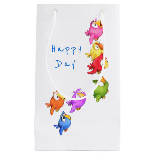 Happy Flying Birds Gift Bag Funny Sparrows