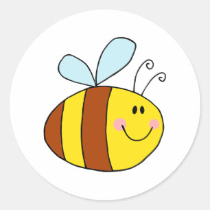 happy flying honeybee honey bee cartoon classic round sticker