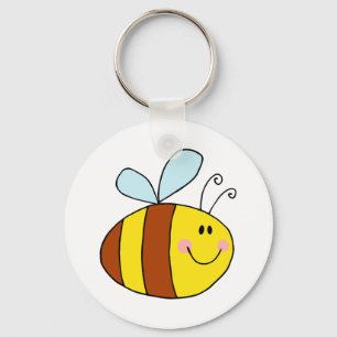happy flying honeybee honey bee cartoon key ring