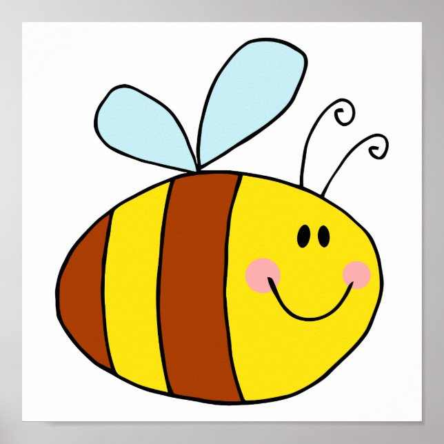happy flying honeybee honey bee cartoon poster (Front)
