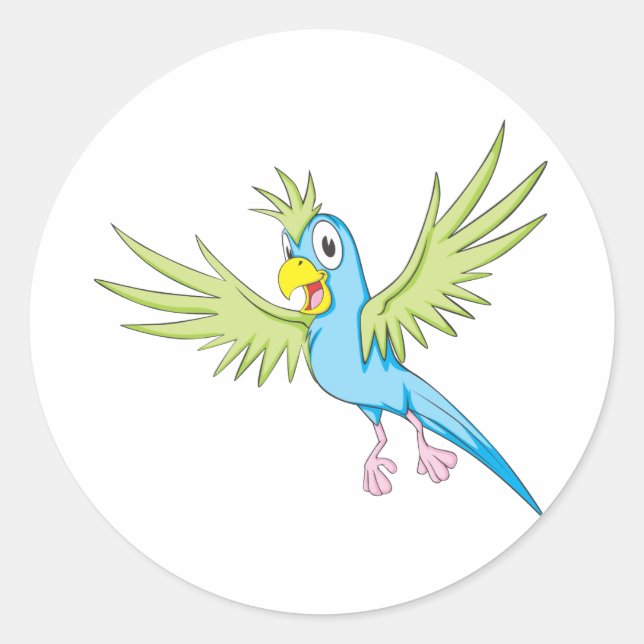 Happy Flying Parrot Classic Round Sticker (Front)