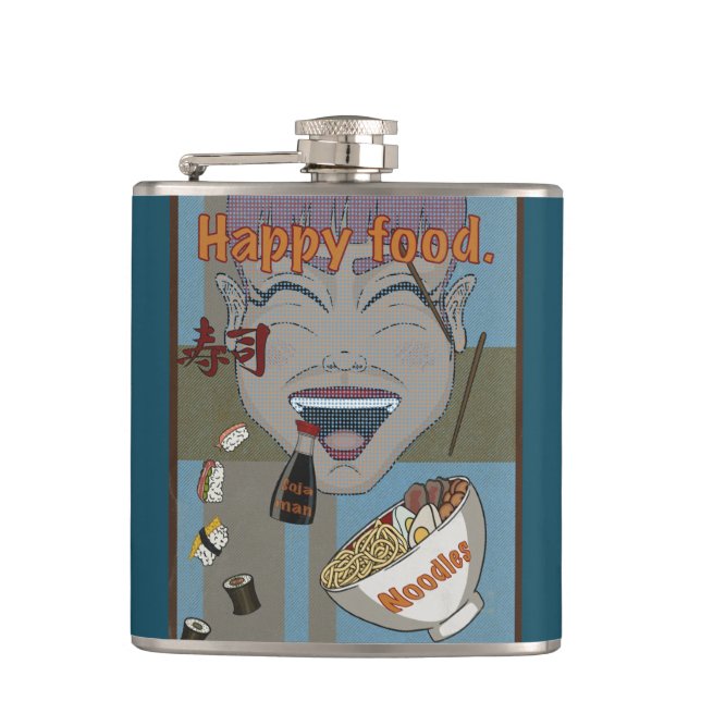 Happy food hip flask (Front)
