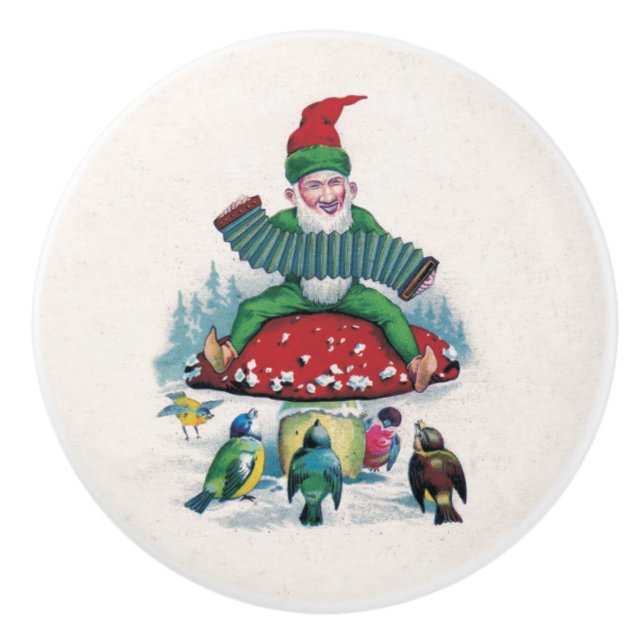 Happy Forest Gnome Ceramic Knob (Front)