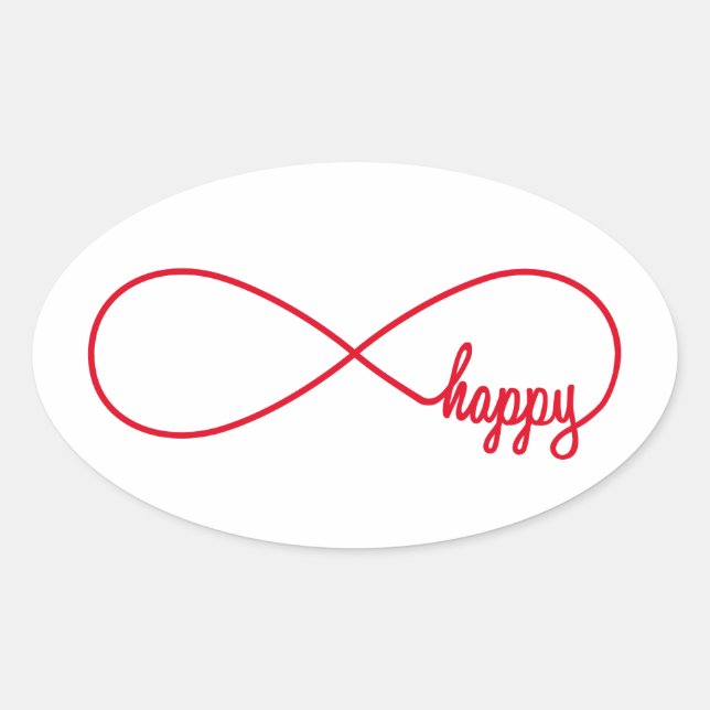 Happy forever oval sticker (Front)