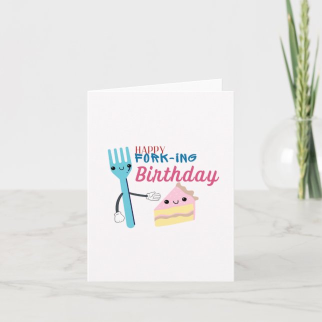 Happy Fork-Ing Puns Birthday Card (Front)