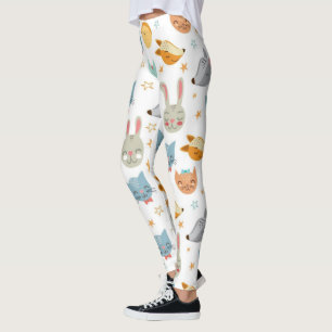 Happy Forrest Animals Pattern Leggings
