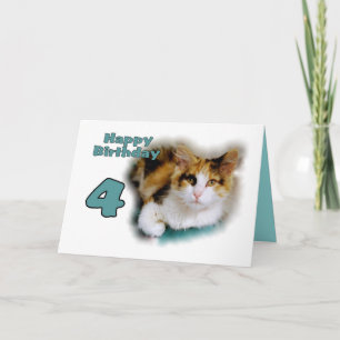 Happy Fourth Birthday Calico Cat Card
