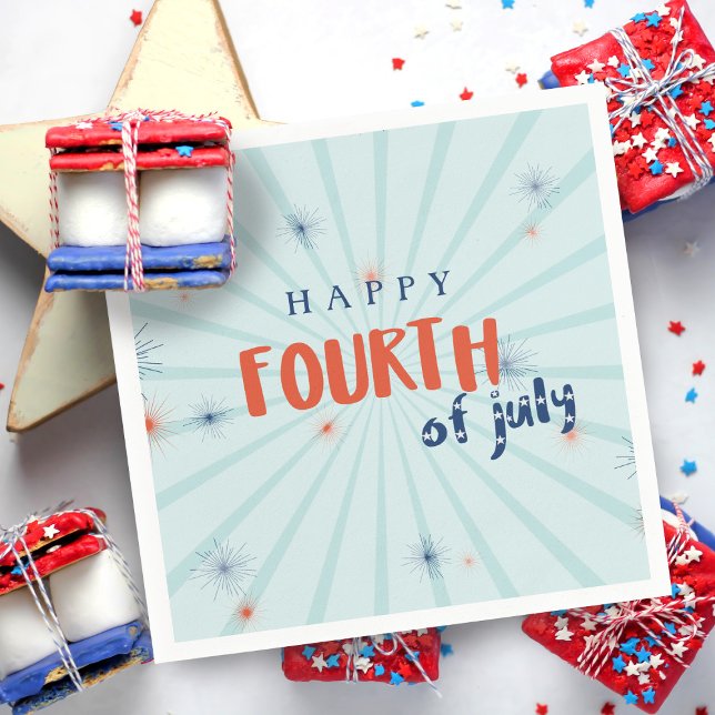 Happy Fourth Fireworks 4th of July Party Napkins (Fabulous Fourth of July Napkins for your fabulous party!)