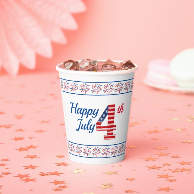 Happy Fourth of July 8oz Paper Cup (Insitu)