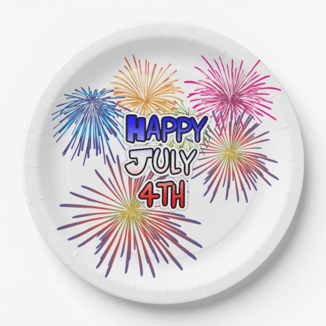 Happy Fourth of July Barbecue Party Paper Plate (Front)