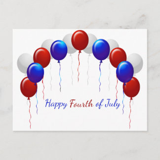 Happy Fourth of July Colourful Balloons Postcard