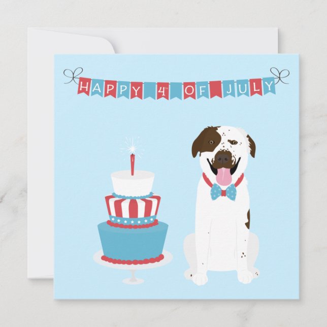 Happy Fourth of July Dog Red White Blue Card (Front)