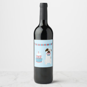 Happy Fourth of July Dog Red White Blue Wine Label