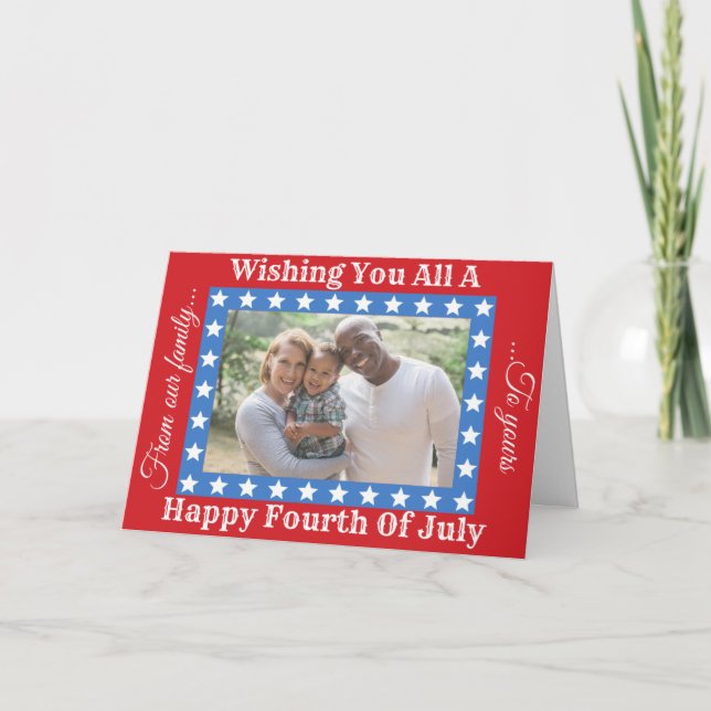 Happy Fourth Of July Family Photo Card (Front)