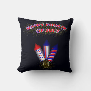 Happy Fourth Of July Fire Works Cushion