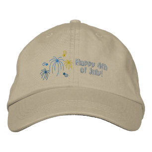 Happy Fourth of July Fireworks Embroidered Cap 