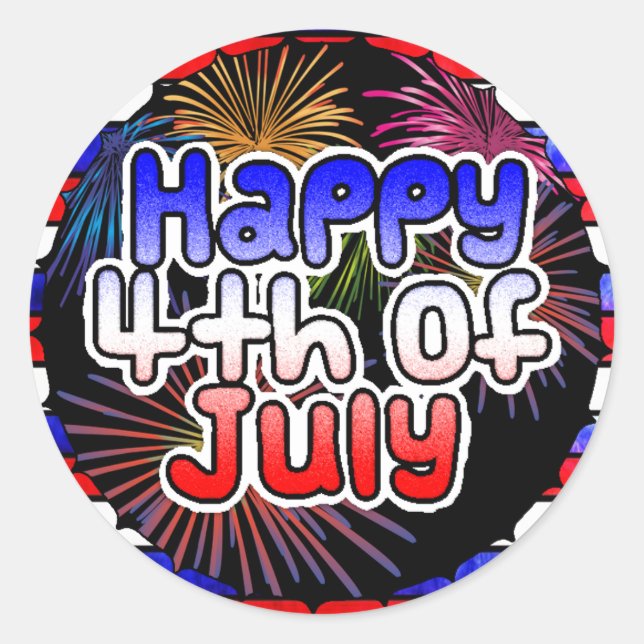 Happy Fourth of July Fireworks Stickers (Front)