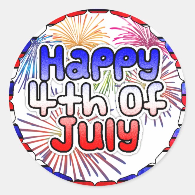 Happy Fourth of July Fireworks Stickers (Front)
