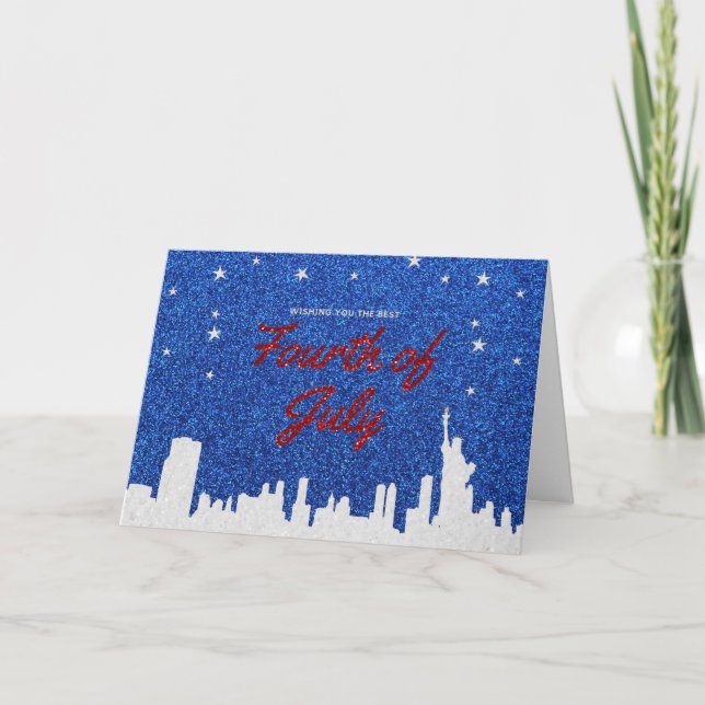 Happy Fourth Of July Glitter Card (Front)
