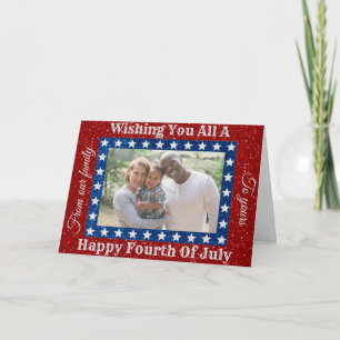 Happy Fourth Of July Glitter Photo Card