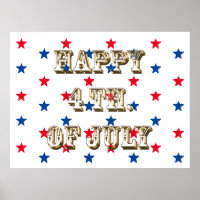 Happy fourth of July, gold, red white blue stars