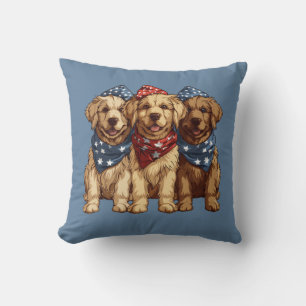 Happy Fourth Of July Golden Retriever Dogs Cushion