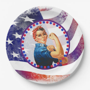 Happy Fourth of July Independent Woman Paper Plate