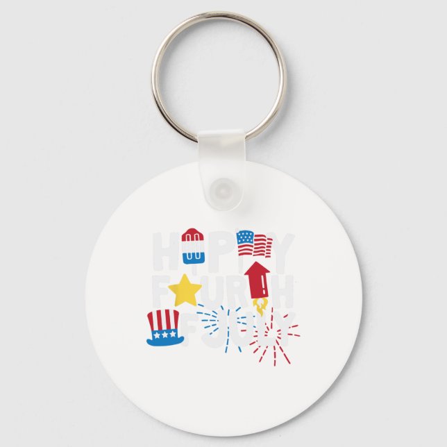 Happy Fourth Of July  Key Ring (Front)