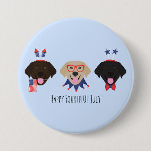 Happy Fourth Of July Labrador Retriever Dogs 7.5 Cm Round Badge