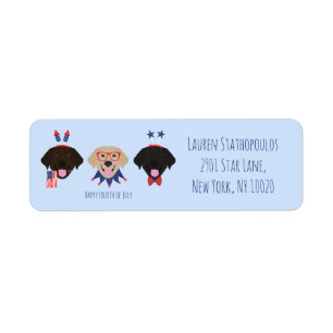 Happy Fourth Of July Labrador Retriever Dogs Return Address Label