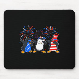 Happy Fourth Of July - Patriotic Animals - Penguin Mouse Pad