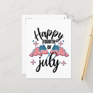 Happy Fourth Of July Patriotic  Holiday Postcard