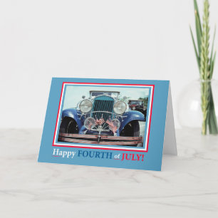 Happy Fourth of July with Classic Car and American Card