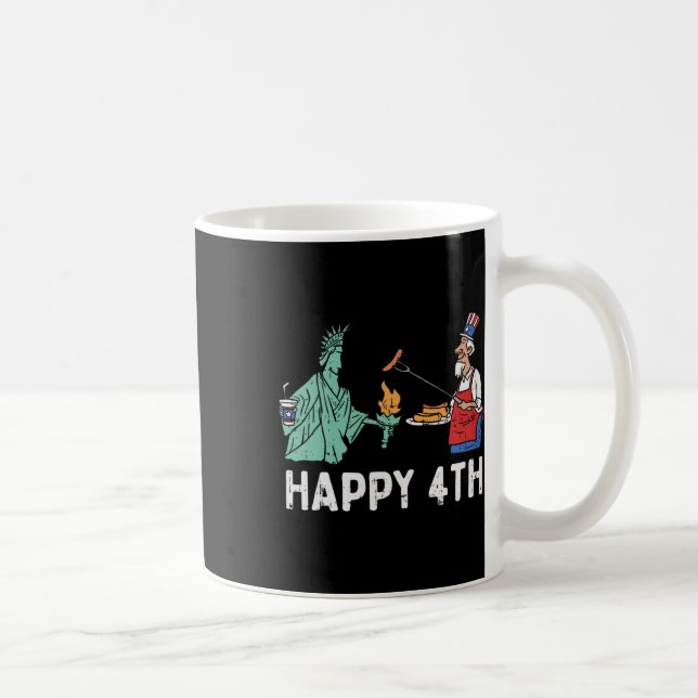 Happy Fourth Statue Of Liberty Uncle Sam Funny 4th Coffee Mug (Right)