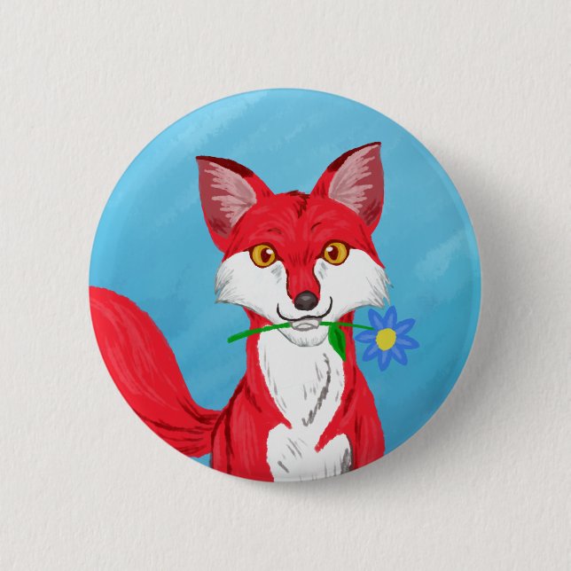 Happy Fox 6 Cm Round Badge (Front)