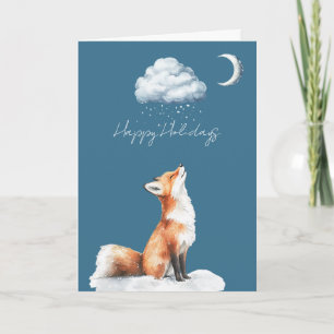 Happy Fox Cloud Snow Christmas Card