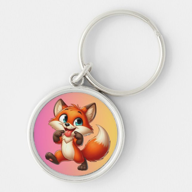 Happy Fox Columbus Day Keychain   (Front)