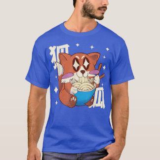 Happy Fox Eating Ramen Japan Style Kawaii Anime Fo T-Shirt