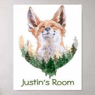 Happy Fox Personalised Child Room Woodland Poster
