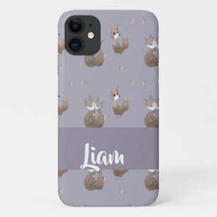 Happy foxes on grey iPhone 11 case