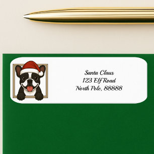 Happy French Bulldog Christmas Return Address Label