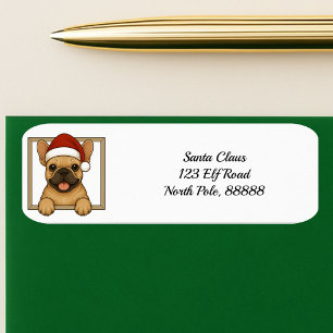 Happy French Bulldog Christmas Return Address Label