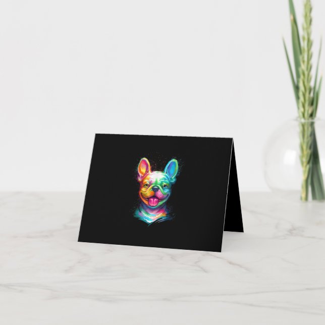 Happy French Bulldog Smiling Face Card (Front)