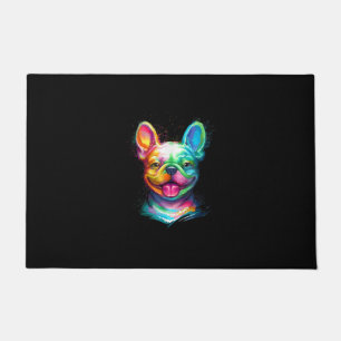 happy french bulldog smiling face gift doormat