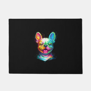 happy french bulldog smiling face gift doormat